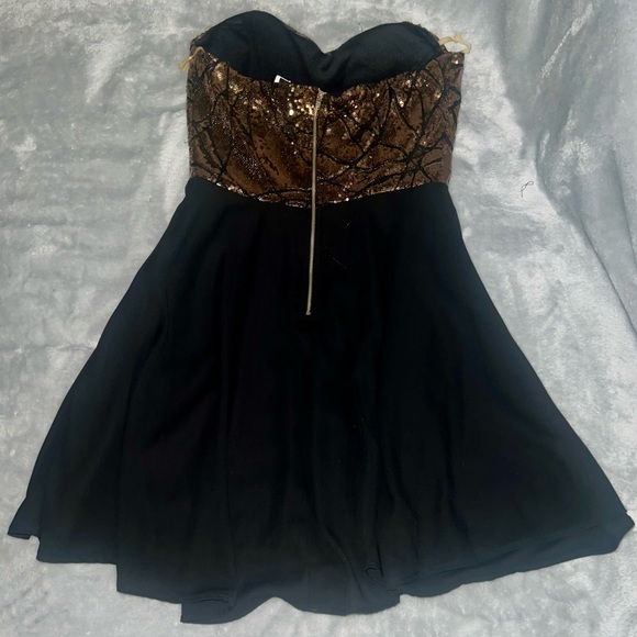 Strapless Black & Copper Dress - Homecoming Dress - Size M - Picture 1 of 9